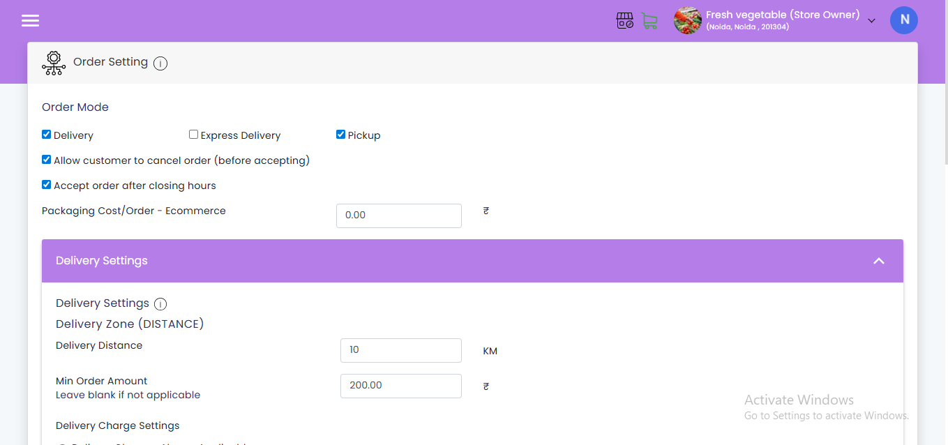 Store Settings
